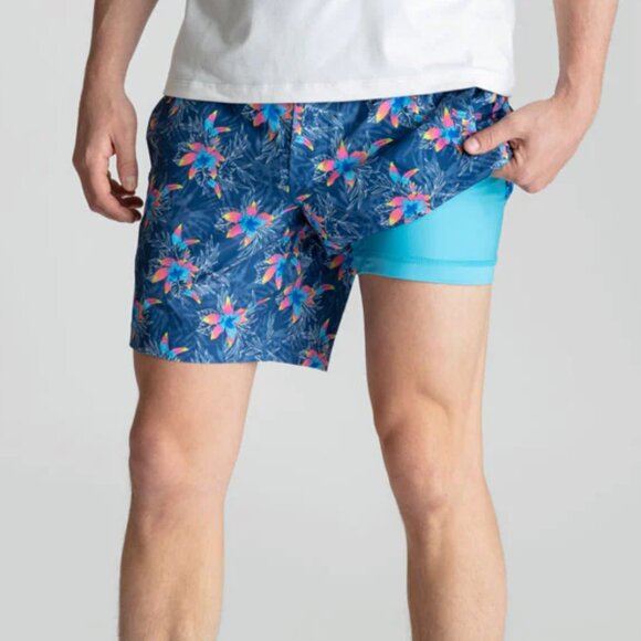 Birddogs Gym Shorts 7” Inseam Lined Floral Boomstick Drawstring Men's Large - Picture 1 of 7